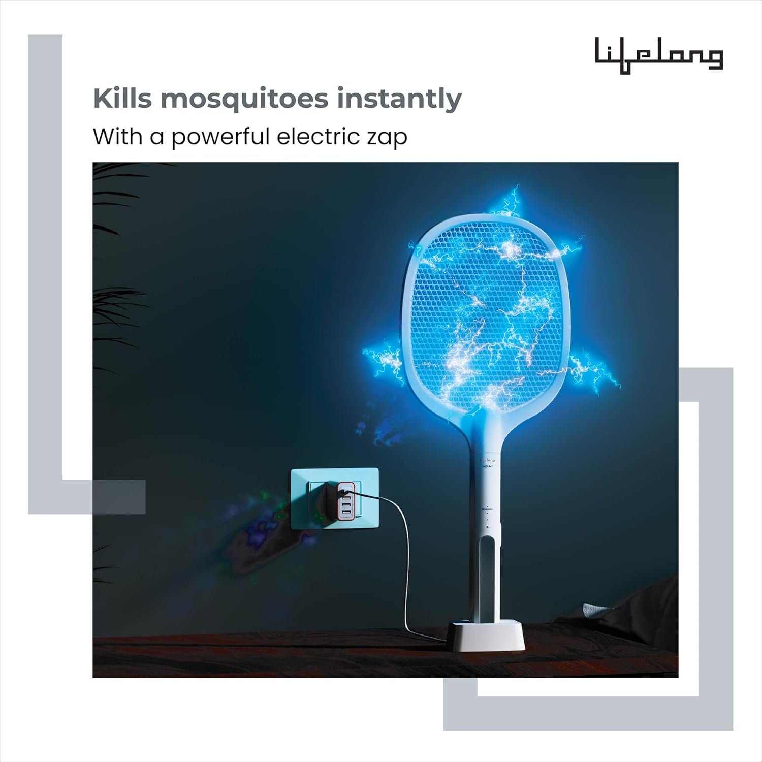 lifelong 2 in1 foldable electric mosquito racket | mosquito killer racket | fly swatter with base stand